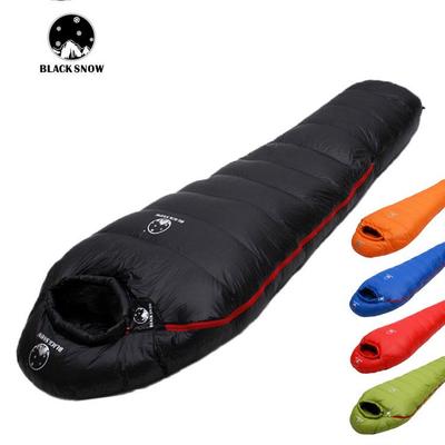 Black Snow Mummy Cold-Resistant Down Sleeping Bag for Outdoor Camping - Adult Size, Spliceable