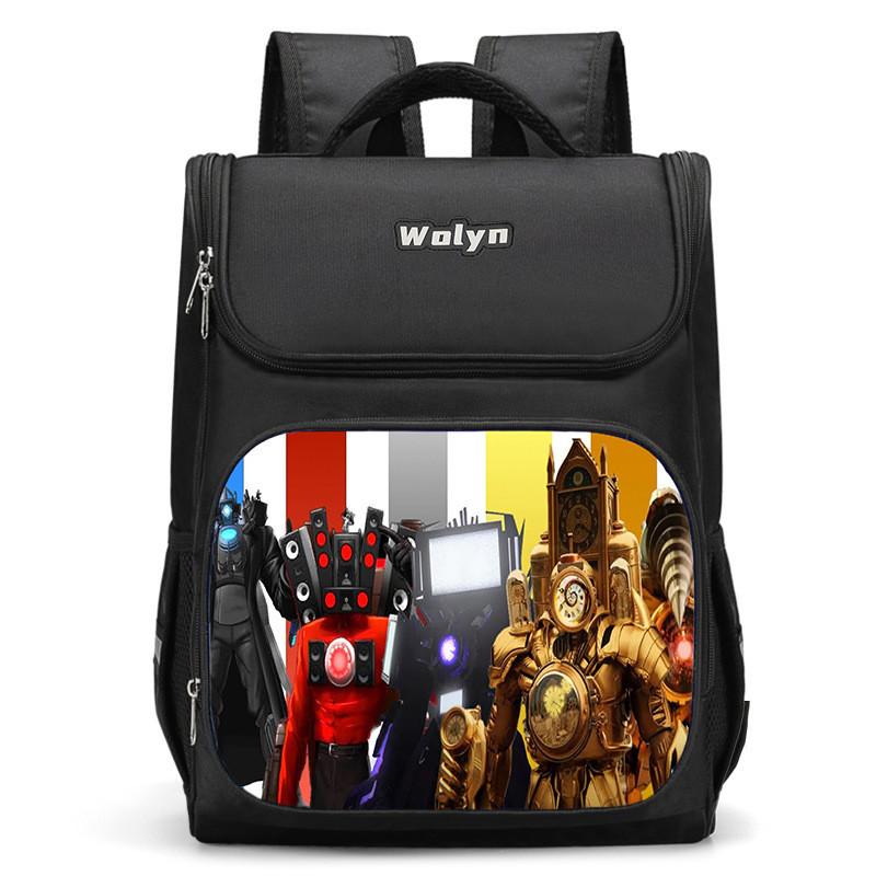 Trendy Nylon Student Backpack With Titan Monitoring Man Design For School Use