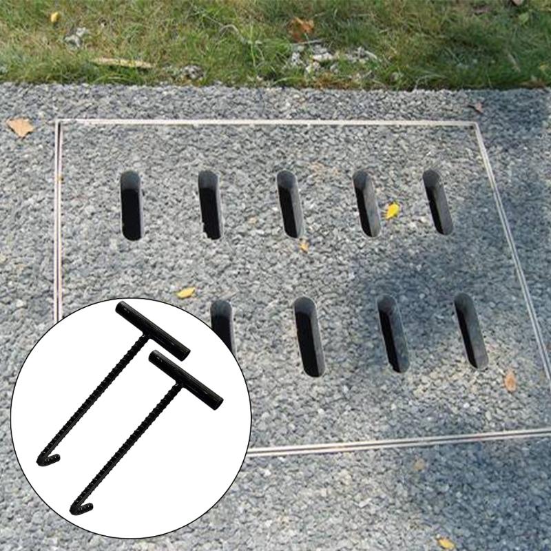10mm Manhole Lid Opener Manhole Hook with Comfortable Grip Handle for Constructions Workers Quick Lid Handling