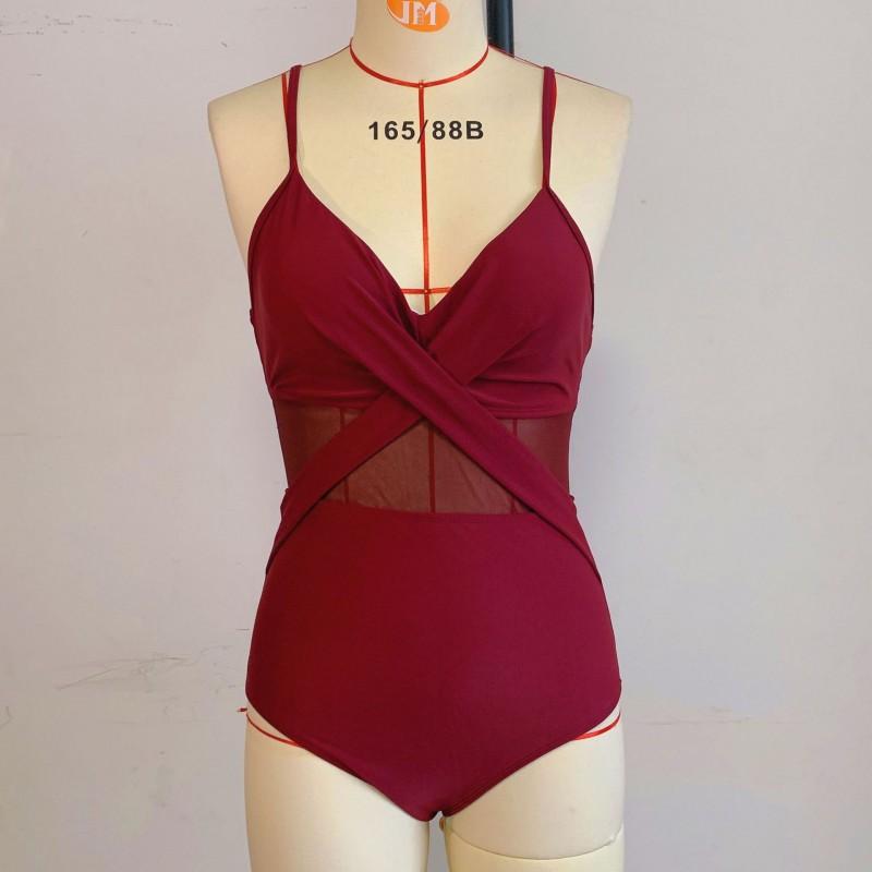 One-piece Swimsuit Cross-piece Sexy Backless Mesh Splicing Bikini Women