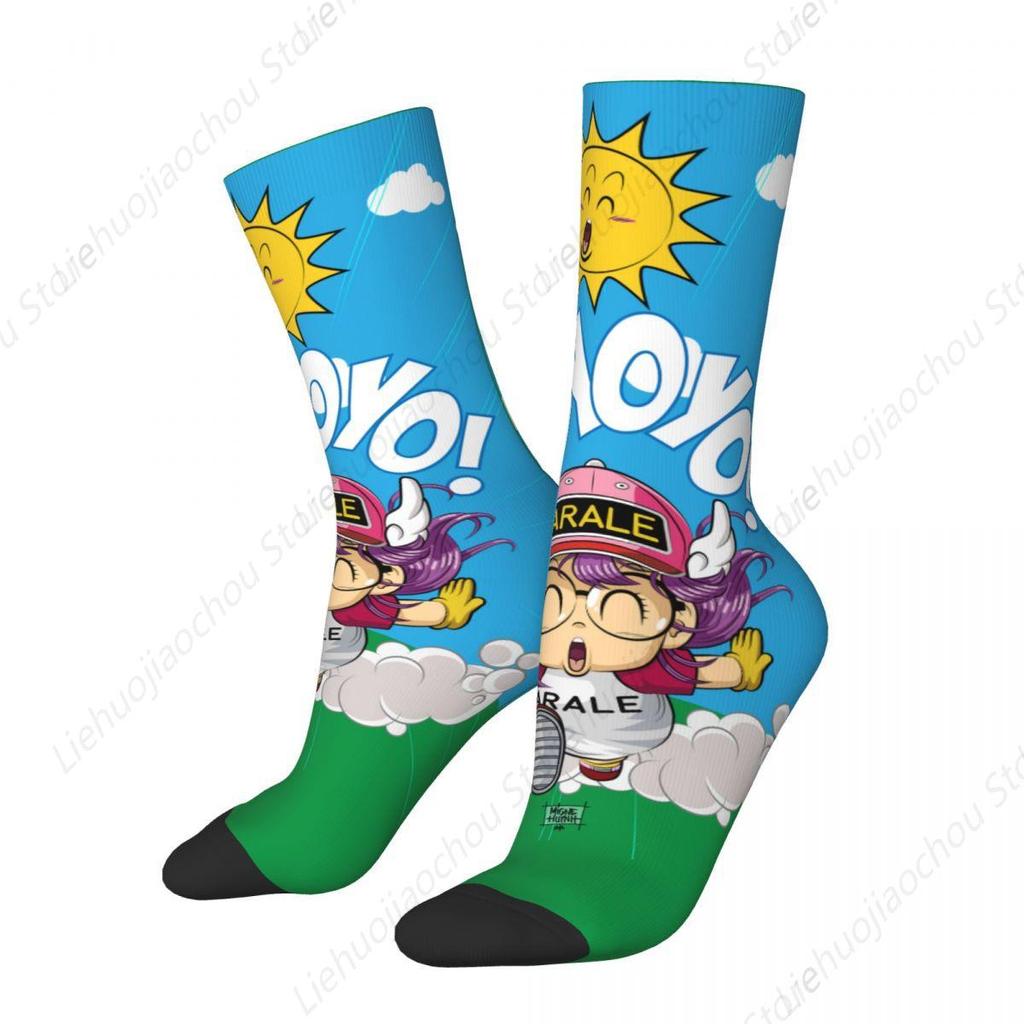 Casual Arale Anime Cute Soccer Socks Dr Slump Polyester Long Socks for Women Men