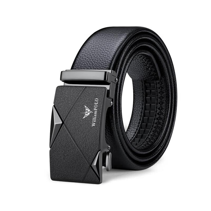 

WILLIAMPOLO Men s Leather Belt with Automatic Buckle, Casual Waistband, Top-Grain Cowhide, Black чорний