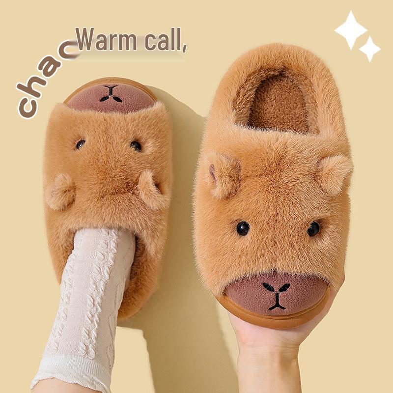 Capybara Cotton Plush Slippers - Winter 2025 | Men's & Women's Warm, Thick-Soled Indoor Footwear