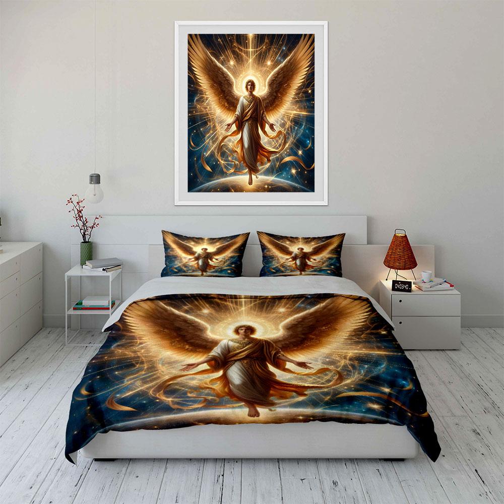 Divine Angelic Trio For Worship  Kid'S And Adults' Bedroom Decor, Exquisite Three-Piece Bedding Set Gift