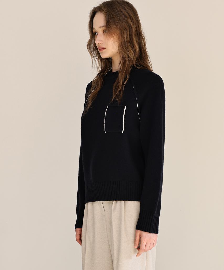ANDNEEDS Tape Raglan Knit (Navy)