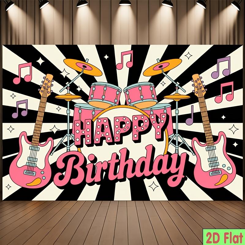 Two-dimensional plane two-dimensional banner 1 piece party banner guitar note sound happy birthday 100x150cm