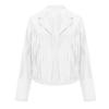 Women Faux Suede Leather Tassel Jackets - Vintage Lapel Open Front Cowboy  Long Sleeve Tassels Cardigan Coat Tops