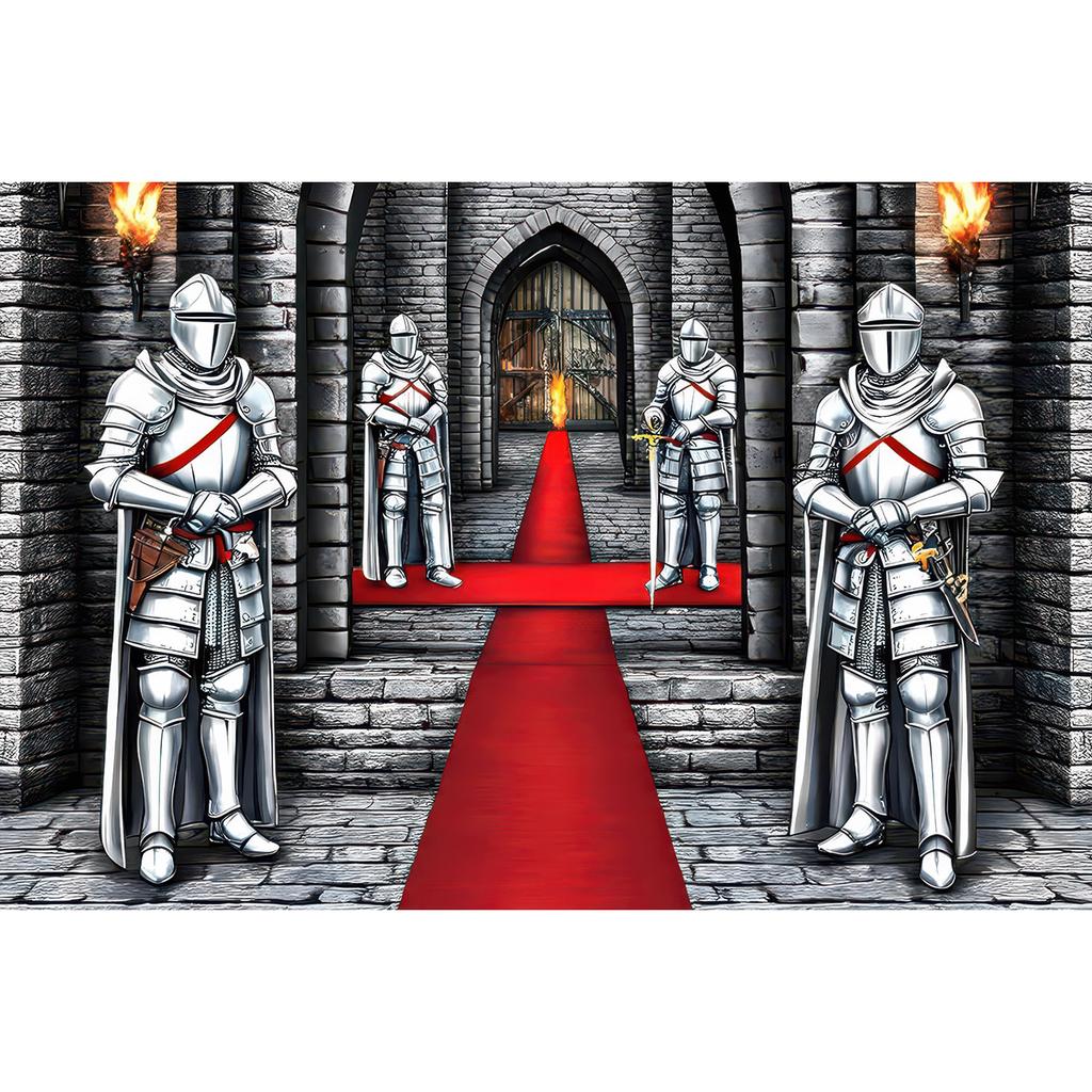 Medieval Party Backdrop Decorations Vintage Castle Backdrop Arch Door Window Knight Photography Photo Stone Wall Background Prop
