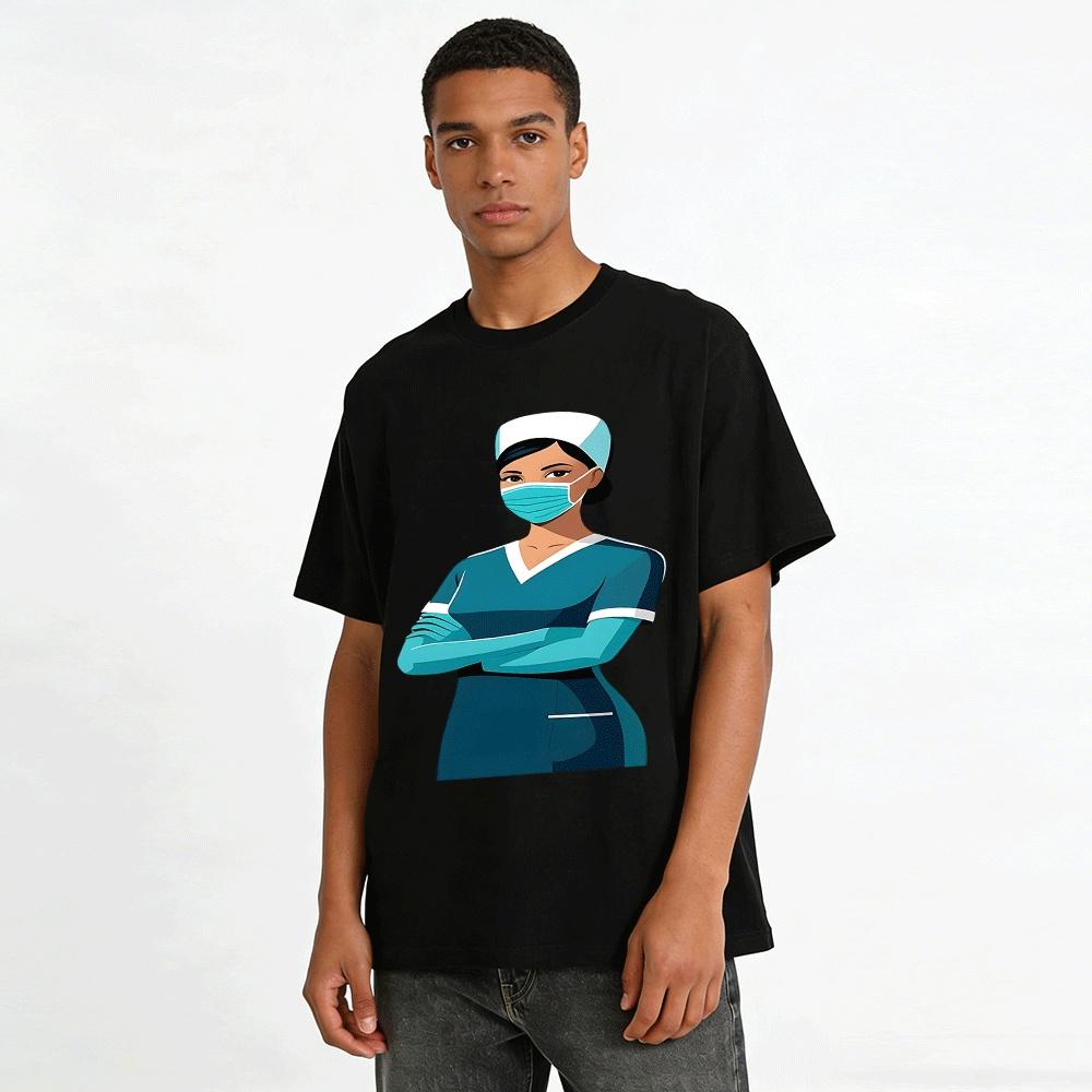 Medical Worker Themed Printed Casual Top For Daily Wear Pure Cotton T-shirt