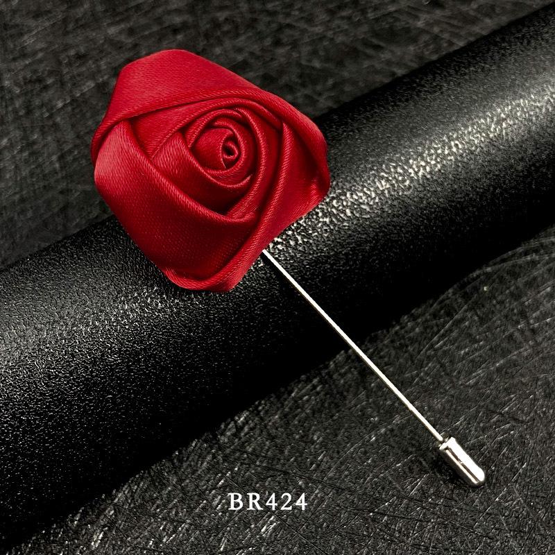 Handmade Multi-Color Rose Fabric Brooch Pin for Men's Suits - Korean Style Accessories