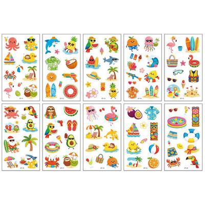 Kids Summer Sea Tattoo Sticker 20-Piece Set Waterproof Children's Tattoo Sticker Beach Hawaiian Character 1 Pcs Vacation Type
