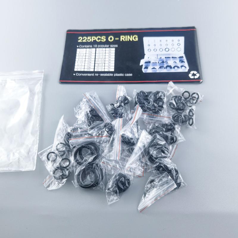 225Pcs/Bag Black Rubber O Ring Assortment Washer Gasket Sealing O-Ring Kit 18 Sizes For Faucet Hose Connector Sealing Valve