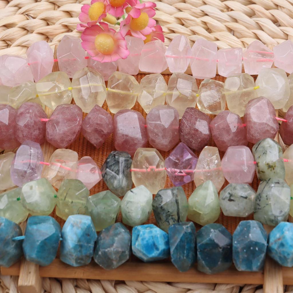 Raw Mineral Crystal Faceted Beads for DIY Jewelry Making