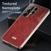 Luxury Business Oil-Wax Textured Vegan Leather Phone Case For Samsung S26 Ultra S25 S24 Camera Protection Shockproof Slim Cover