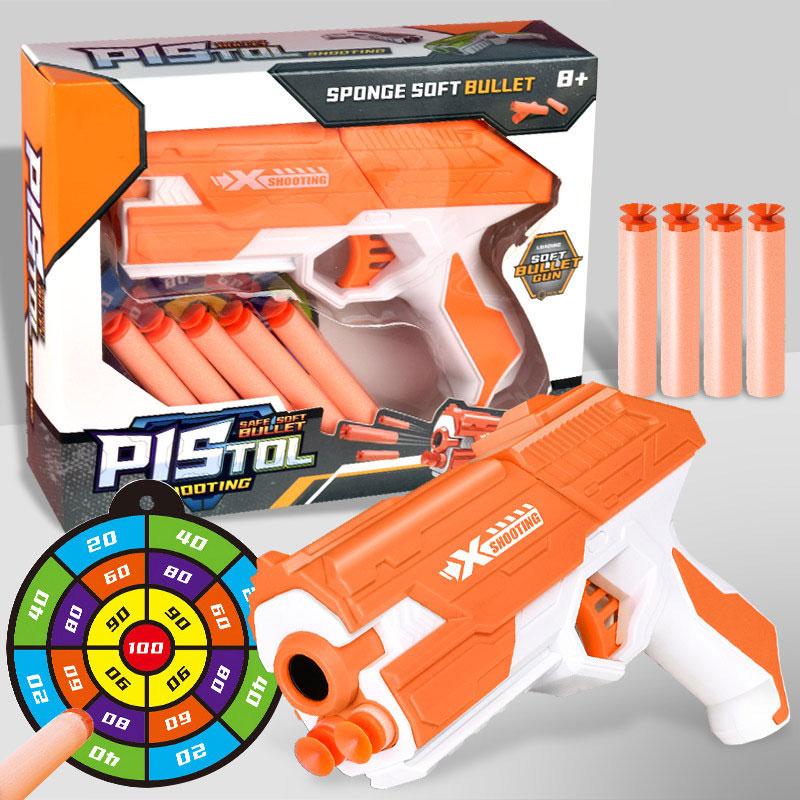 Children Soft Bullet Toy Gun Manual Gun Pistol Dart Blaster Colorful Plastic Shooting Model Launcher with Box Boys Birthday Gift