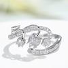 New Fashion Luxury 3 Flowers AAA Zircon Ladies Wedding SIlver Color Leaf Ring Party Prom Anniversary Shiny  Gift