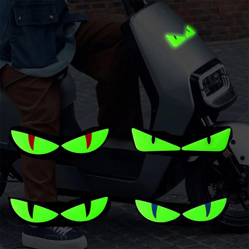 Reflective Devil's Eye Stickers For Car and Motorcycle Decor Luminous Improves Night Visibility Safety Durability Fashion