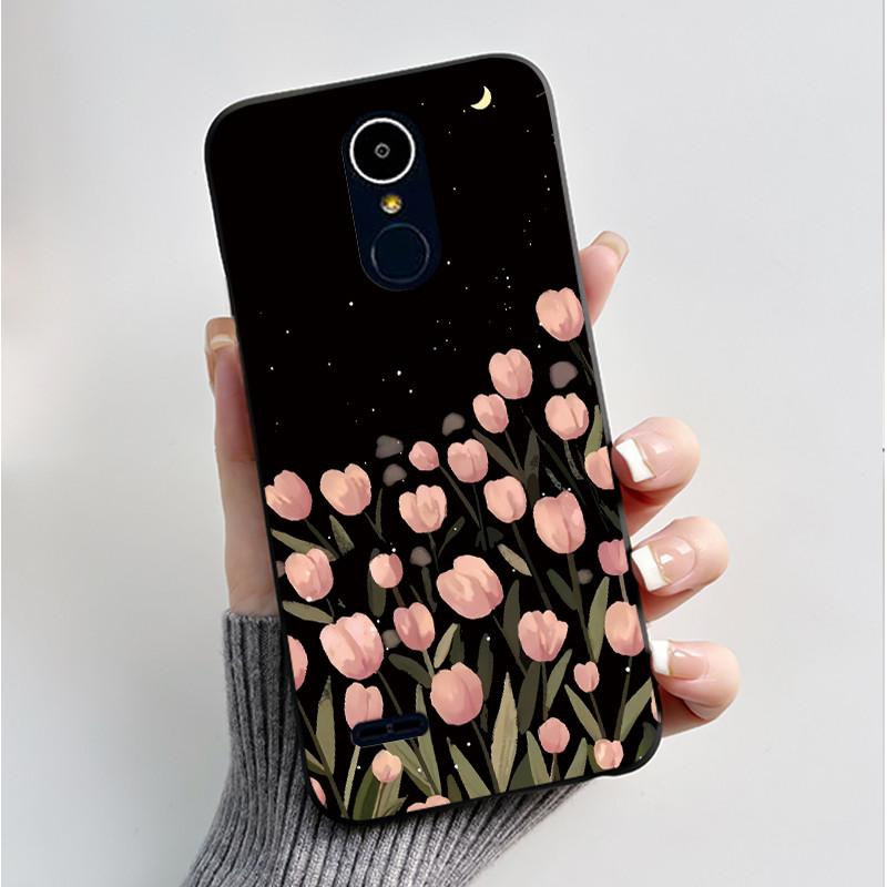 Hülle Für LG K8 2017/LG K8 2018/LG K9 2018 Weiches Silikon Schwarzes Gehäuse Für LG K10 2016/LG K10 2017 Hülle Niedliche Blume Cartoon Hülle