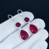 Atemberaubende Ohrringe mit rotem Granat-Edelstein, 925er Sterlingsilber-Ohrring, handgefertigte Boho-Silberschmuck-Hängeohrringe, Geschenk für Frauen