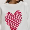 Red Love Sweater Autumn Lines Heart Sweater Round Collar Pullover Sweater Slimming Blend Office Comfortable Versatile Undercoat Long Sleeves Sweater