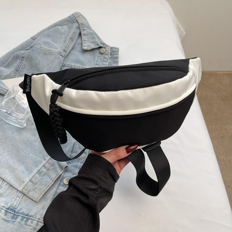 Contrast color breast bag women's casual simple messenger bag female student sports mobile phone fanny pack men