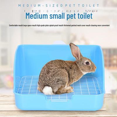 Mittelgroße Haustier-Kaninchen-Katzentoilette mit Drahtgitter und vier Ecken, geeignet für Meerschweinchen und Nagetiere