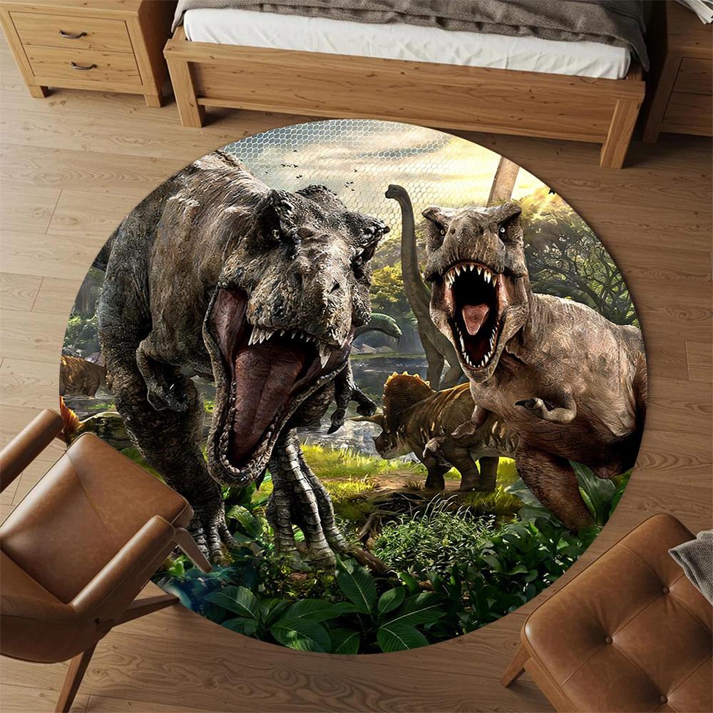 1pc Dinosaur Prehistoric Round Chair mat office Area Rug - Non-Slip, Floor Mat for Office, Bedroom, and Indoor Decor p127188