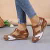 Fashion Women's Casual Wedge Sandals Closed Toe Hollow Out Faux Leather Shoes Comfort Summer Sandals Fashion Breathable Women's Sandals