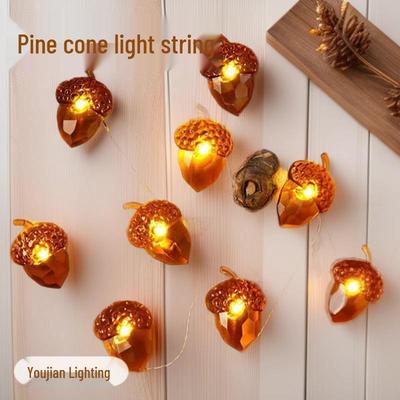 LED Thanksgiving & Christmas Harvest Decorative Acorn String Lights with Copper Wire