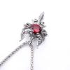 Vintage Dragon Amulet Necklace Double Dragon Sword Crucifix Crystal Pendant Punk Animal Dragon Jewelry Gift for Men Boys
