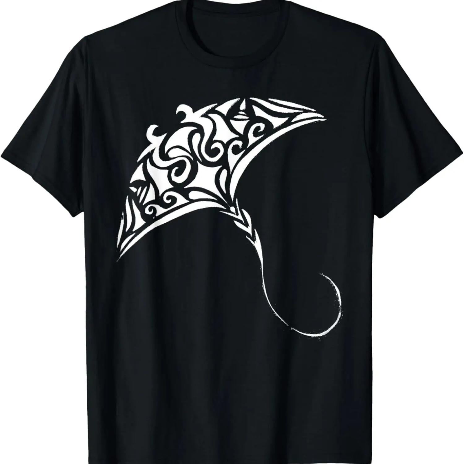 

Manta Ray Patterned Design Destroyed Novelty Tee XXXXXL чорний