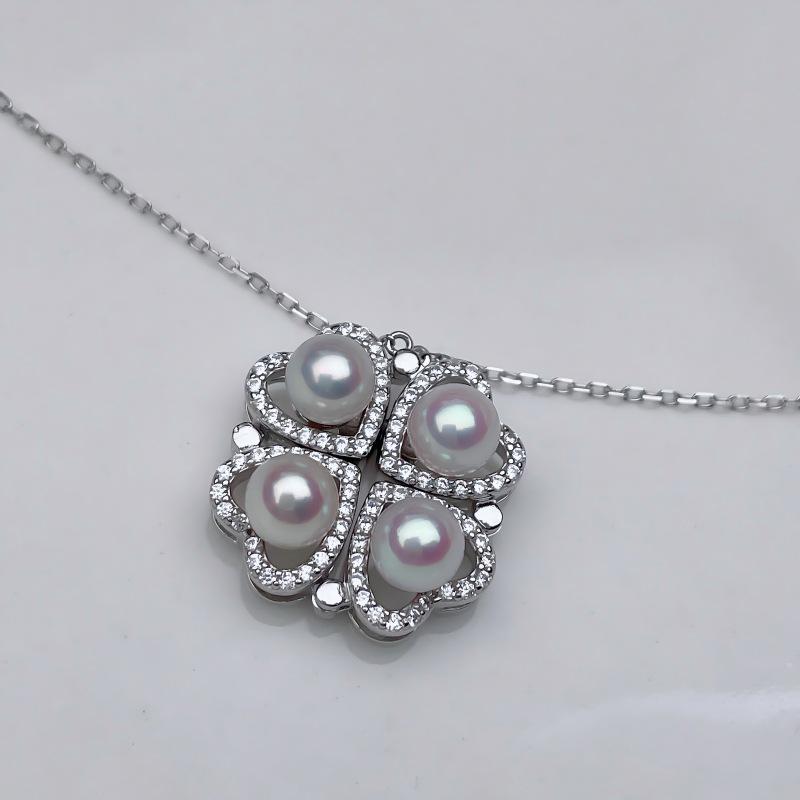 Zhuji Freshwater Pearl Four-Leaf Clover Pendant Sweater Chain Jewelry