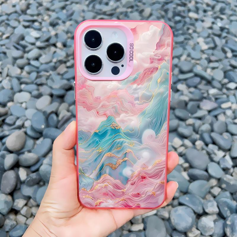 Durchscheinendes Rosa Wolkenmeer Laser Handyhülle Für iPhone 11 12 15 Pro Max 13 Mini 16 14 13 Pro Max Plus Stoßfeste Rückseite Fundas