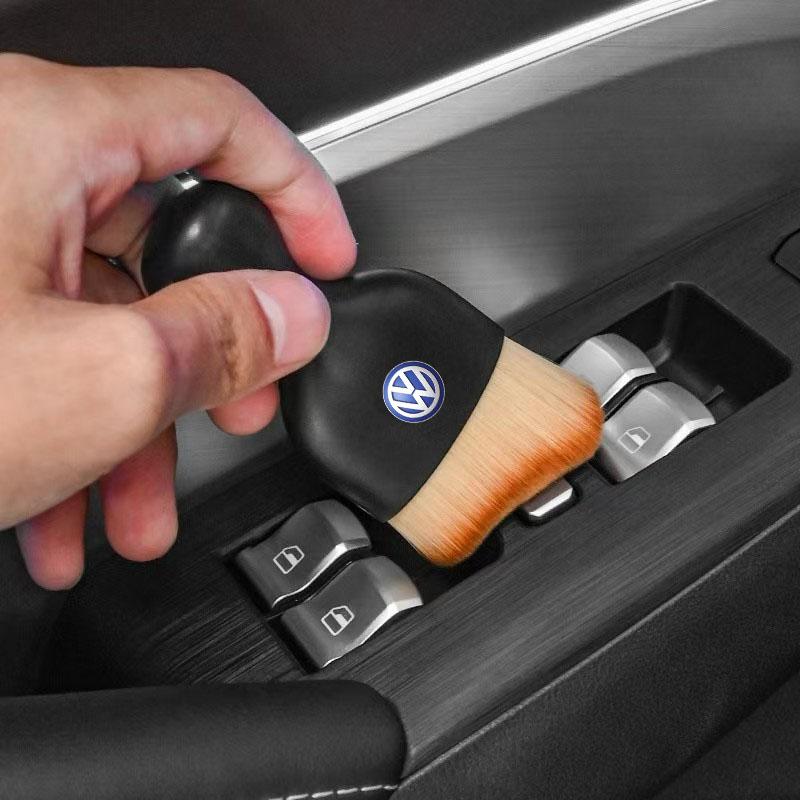 Valve Stems Caps Car Cleaning Soft Brush With Casing Air Vent Clean Tool Dusting Crevice Brush Auto Interior For Volkswagen VW R QS0