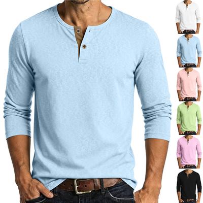 Chemise Henley à manches longues pour homme Haut de base décontracté à boutons Coupe légère et confortable Tissu doux