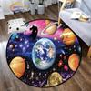 Space Universe Vector Ufo and Many Planets In Galaxy Round Bedroom Floor Mat Cosmos  solar system pattern Decoration Carpets