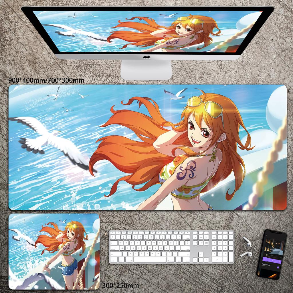 Hohe Auflösung ONE PIECE Leder-Mauspad Luffy Schreibtisch-Pad Rutschfest Wasserdichtes Mauspad Übergroß Jungen Animation E-Sport Spiel Tastatur-Pad
