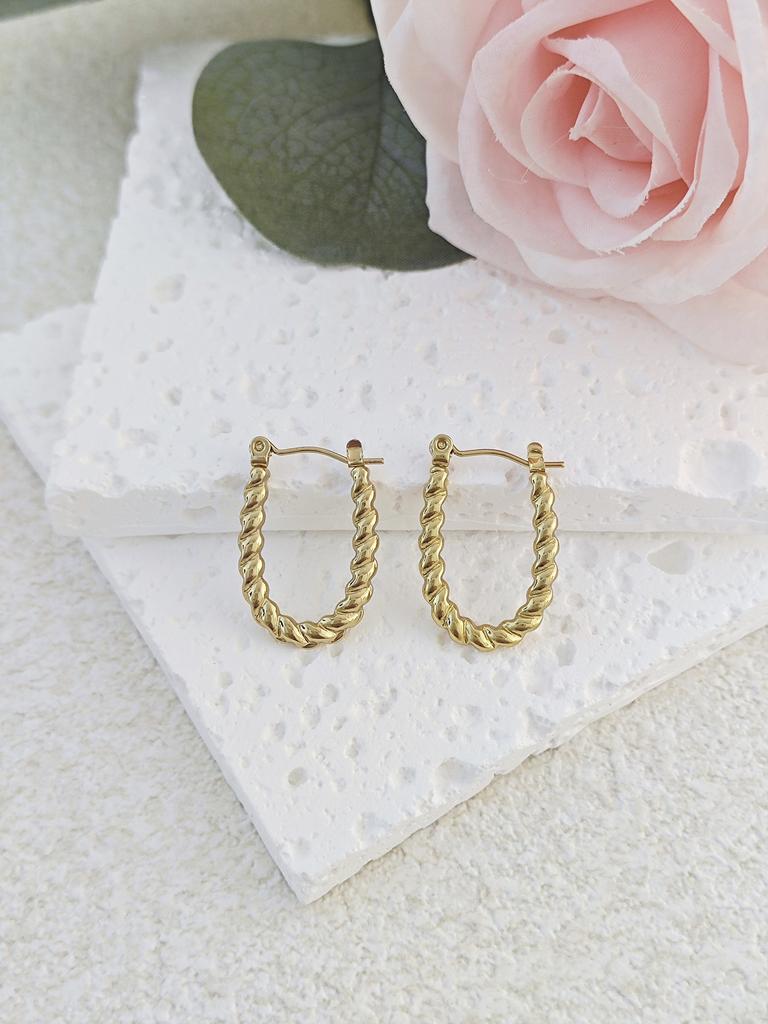Fashion Stainless Steel Gold Plated Earrings Multi Style Size Hoop New Design Hypoallergenic Gold Plated Irregular Earring