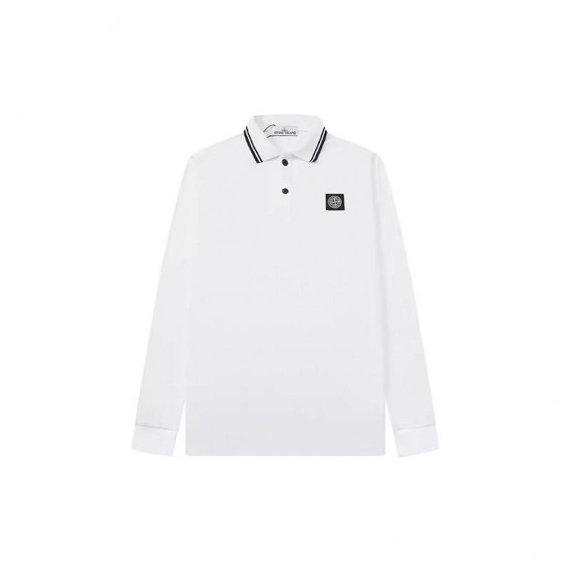 Men Women Classic Embroidered Polo Shirt Long Sleeve Loose Fit Cotton Casual Top