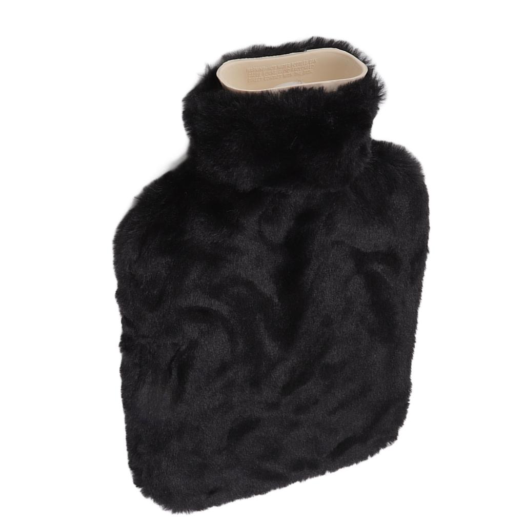 Termofor 2000ML Wlewany Wodą Torba z Gorącą Wodą z Pluszowym Pokrowcem do Łagodzenia Dyskomfortu Czarny