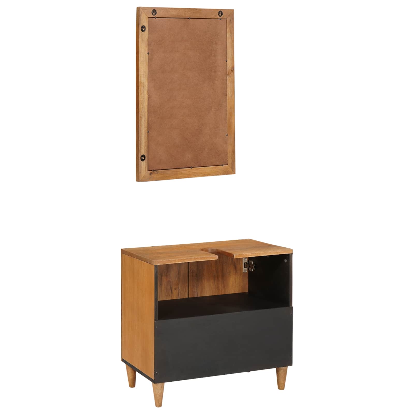 vidaXL Bathroom Furniture Set with Shelf and Door 2 pcs Brown Particleboard