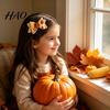 Fall Theme Hair Decor Thanksgiving Turkey Bow Clip for Girls, Decorative Pins, Pumpkin Clips Double Layer Glitter Clip, Cute Autumn Holiday
