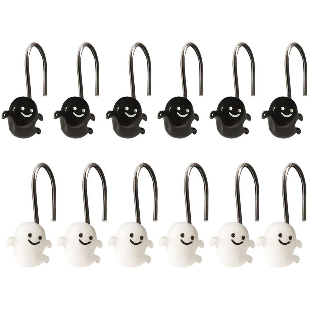 12pcs Stainless Steel Halloween Shower Curtain Hooks Creative 68mm S-type Home Decorations Hook Kitchen Doorbehind Hooks