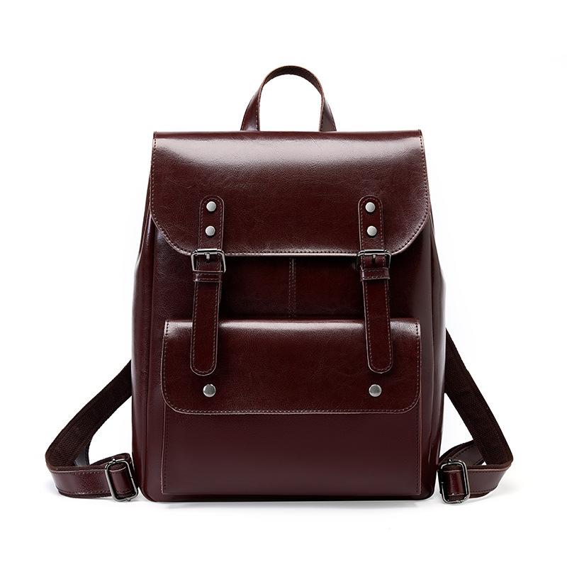 Large Capacity Women's Backpack Neutral Backpack Leather Cowhide Computer Backpack