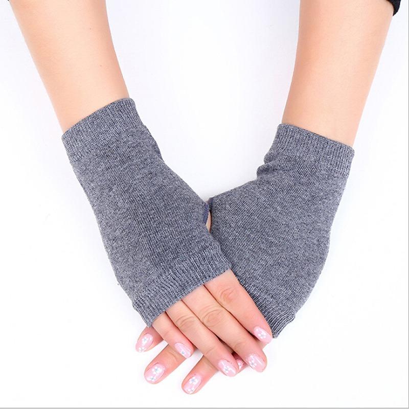 1Pair Simple Black Short Half Finger Fingerless Knit Wrist Glove Winter Warm Stretch Work Gloves For Women And Men Mittens