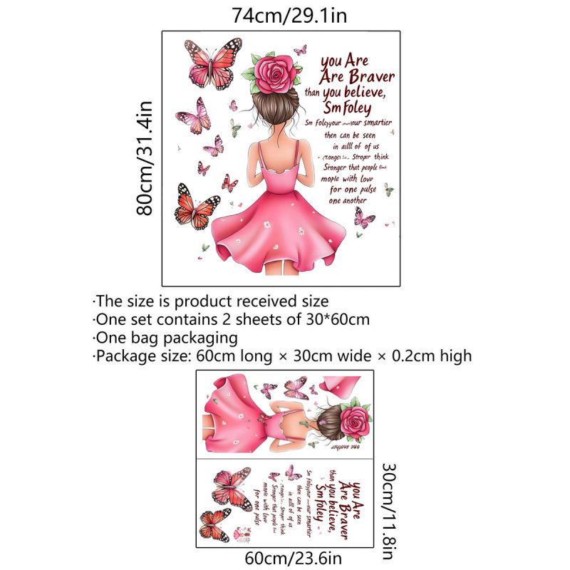 Creative Butterfly Girl English Wall Sticker - Self-Adhesive Decor for Background Walls