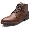 Botas vintage de moda para hombre, zapatos de otoño-invierno 2024, botas de cuero de alta calidad con cremallera lateral, botines para hombre, talla grande 39-48