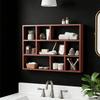 Wooden Wall Desktop Shelf 9 Compartments Multifunctional Vintage Wooden Wall Shelf Makeup  