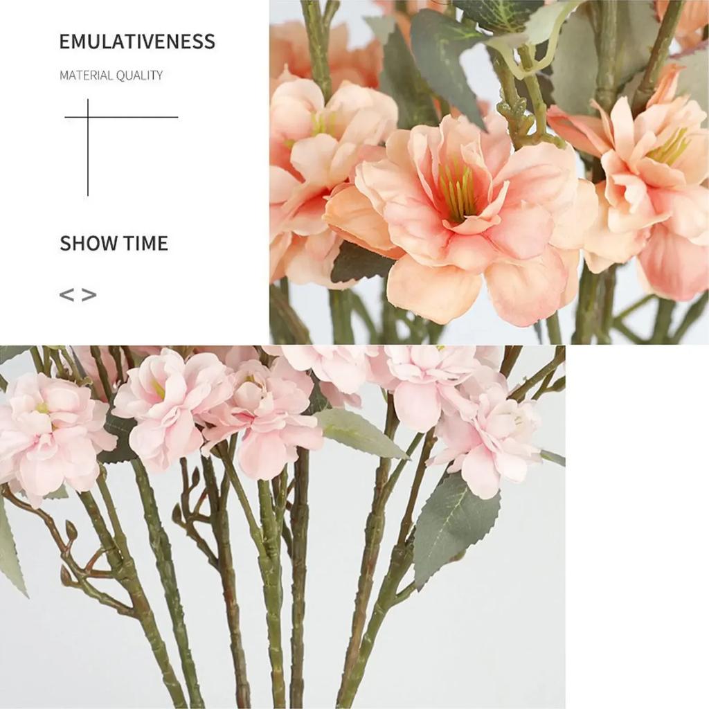 6pcs Camellia Artificial Flower with Long Stems Silk Blossom Fake Flowers Branches for Home Decor and Wedding Arrangements