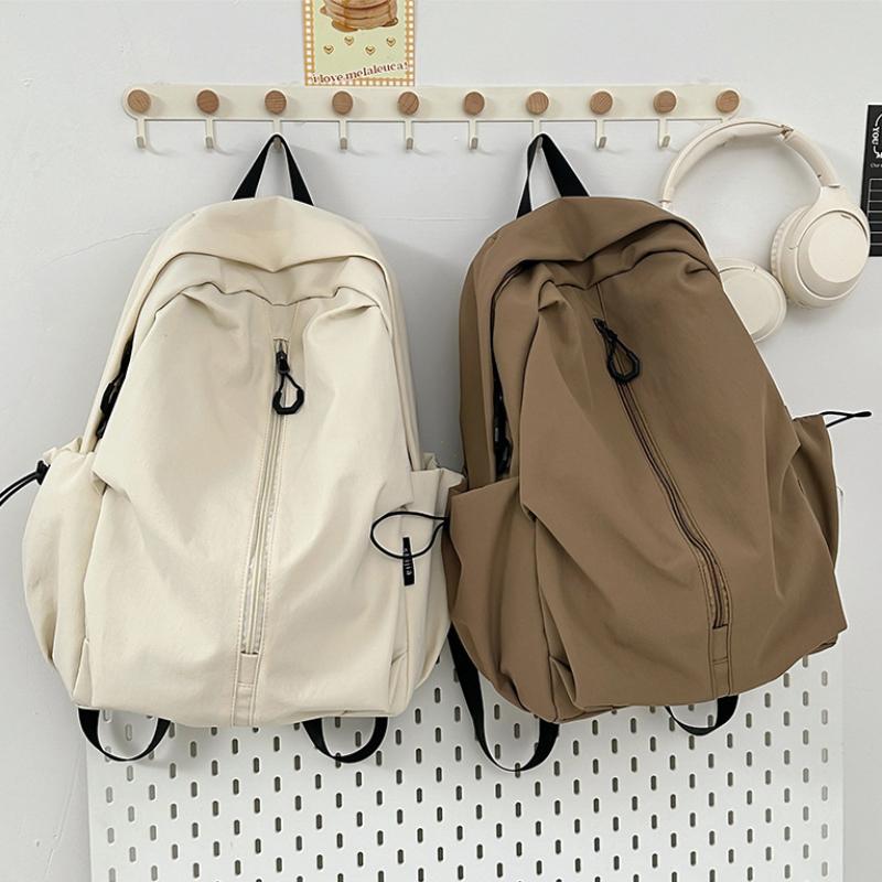 Waterproof Nylon Unisex Backpack 15.6 Inch Laptop Backpacks Women Travel Bookbag Solid Color School Bag for Teenage Girls